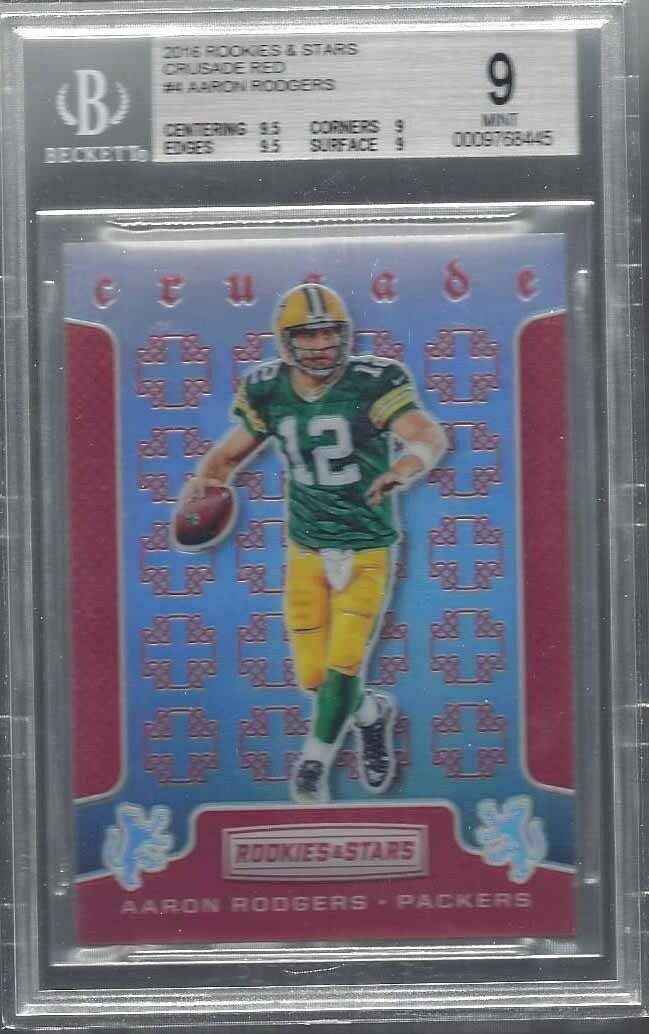 1/1 AARON RODGERS 2016 ROOKIES & STARS CRUSADE RED #D 12/99 BGS 9 MINT JSY #12!