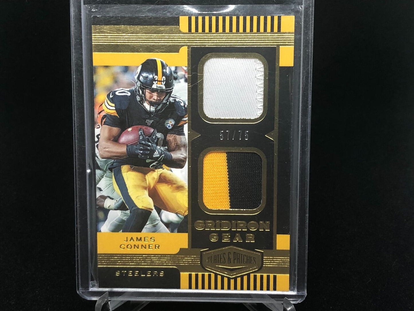 JAMES CONNER 2019 PLATES & PATCHES GRIDIRON GEAR 3 CLR DUAL PATCH #D 57/75