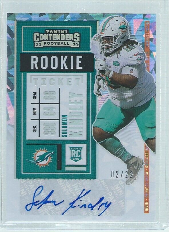 SOLOMON KINDLEY 2020 PANINI CONTENDERS CRACKED ICE ROOKIE AUTO RC #D 2/22