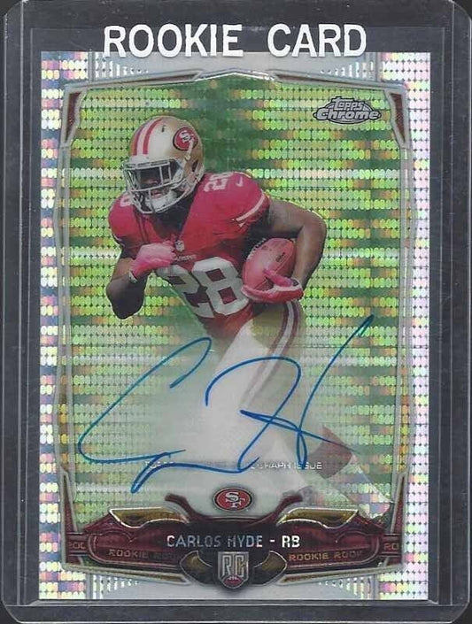 CARLOS HYDE 2014 TOPPS CHROME PULSAR REFRACTOR ON CARD ROOKIE AUTO RC #D 2/15
