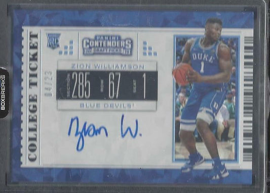 ZION WILLIAMSON 2019 CONTENDERS CRACKED ICE ON CARD ROOKIE AUTO RC #D 4/23