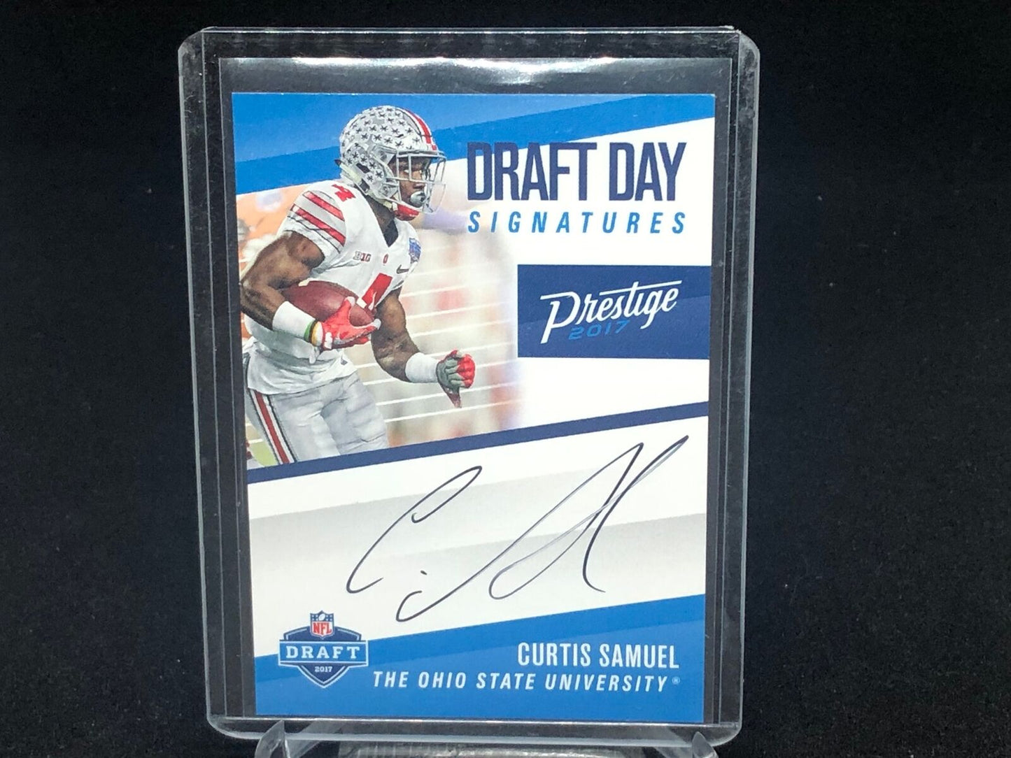 CURTIS SAMUEL 2017 PANINI DRAFT DAY SIGNATURES ON CARD AUTO RC