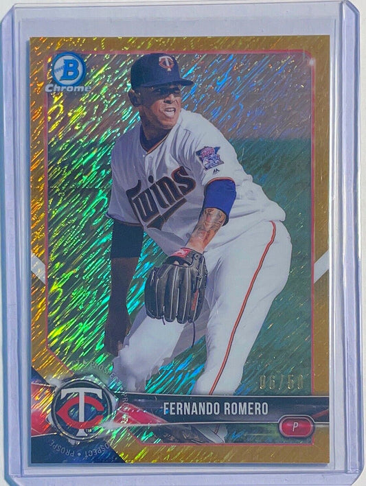 FERNANDO ROMERO 2018 BOWMAN CHROME PROSPECT GOLD SHIMMER REFRACTOR #D 06/50