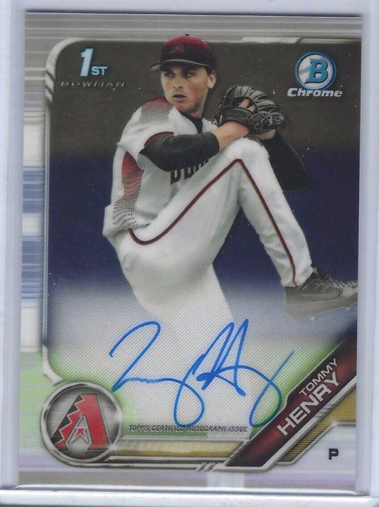 TOMMY HENRY 2019 BOWMAN CHROME 1ST PROSPECT ON CARD AUTO #CDA-TH