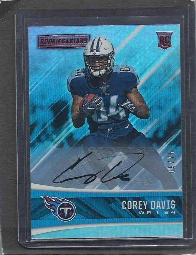COREY DAVIS 2017 PANINI ROOKIES & STARS TITANS ROOKIE AUTO RC #D 9/75