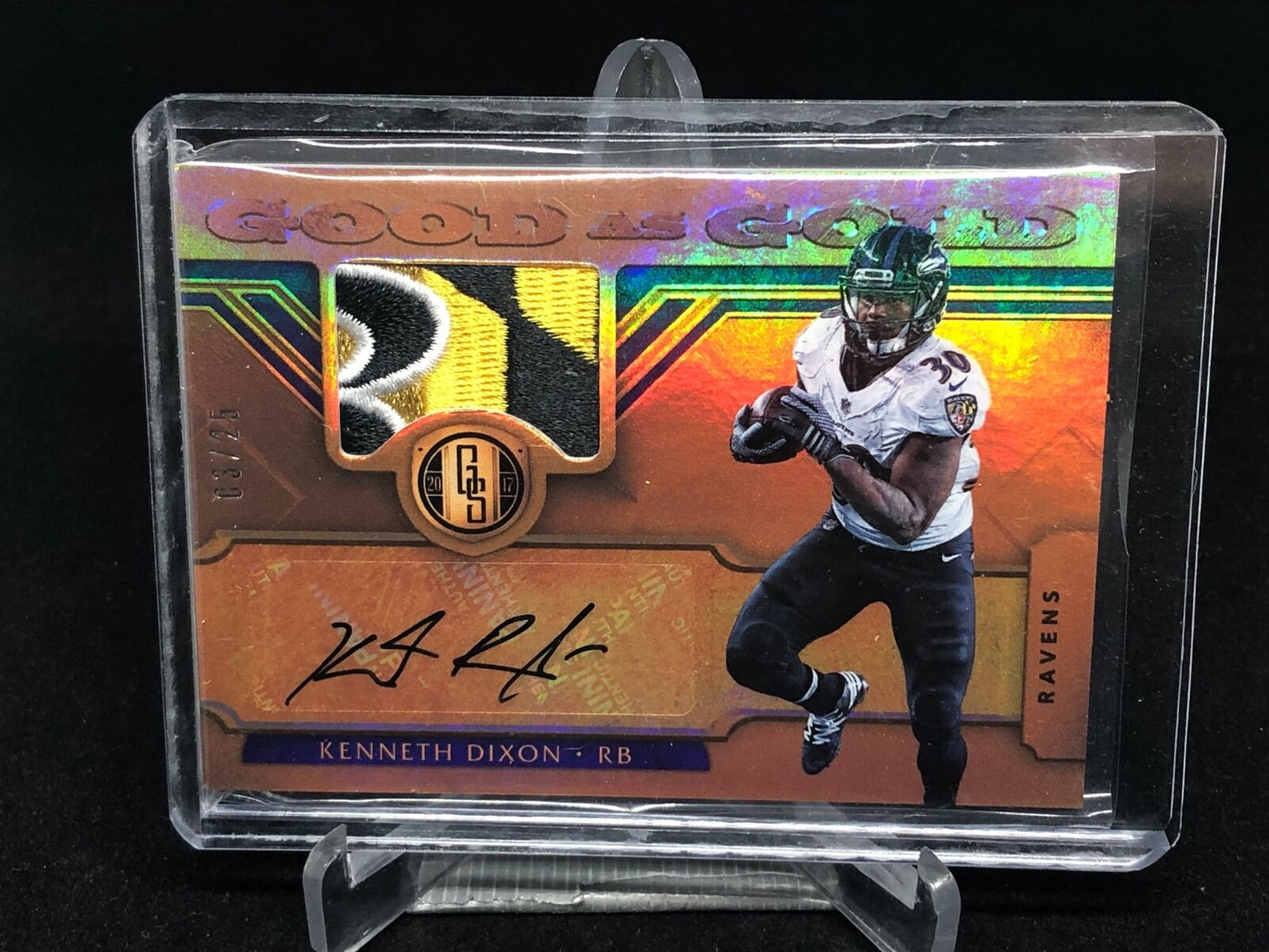 KENNETH DIXON 2017 GOLD STANDARD GOOD AS GOLD 3 CLR LOGO PATCH AUTO RC #D 3/25