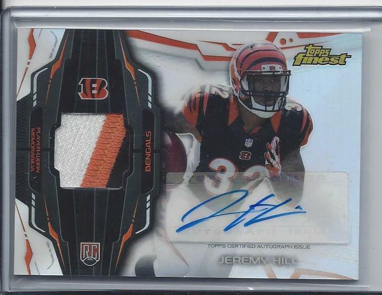JEREMY HILL 2014 TOPPS FINEST RPA BENGALS REFRACTOR ROOKIE PATCH AUTO RC