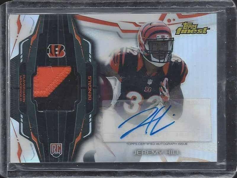 JEREMY HILL 2014 TOPPS FINEST RPA BENGALS REFRACTOR ROOKIE PATCH AUTO RC