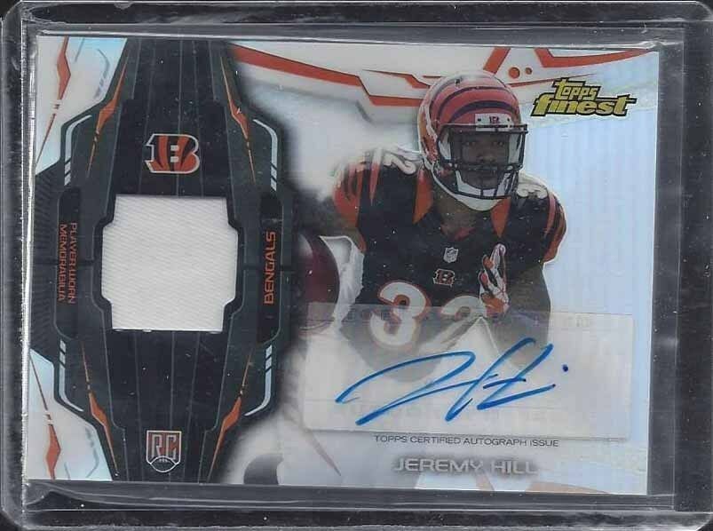 JEREMY HILL 2014 TOPPS FINEST RPA BENGALS REFRACTOR ROOKIE PATCH AUTO RC