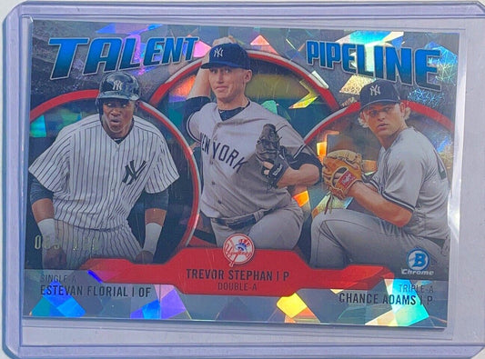ESTEVAN FLORIAL TREVOR STEPHAN ADAMS 2019 BOWMAN CHROME ATOMIC REFRACTOR #D /150