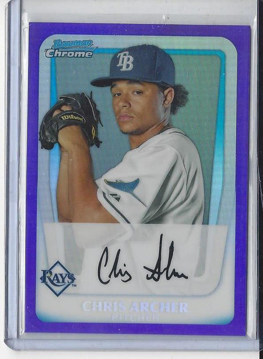 CHRIS ARCHER 2011 BOWMAN CHROME PURPLE PROSPECT REFRACTOR #D 656/799