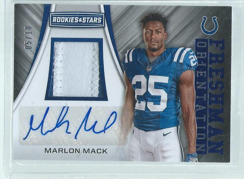 MARLON MACK 2017 ROOKIES & STARS FRESHMAN ORIENTATION BLUE PATCH AUTO RC #D 5/10