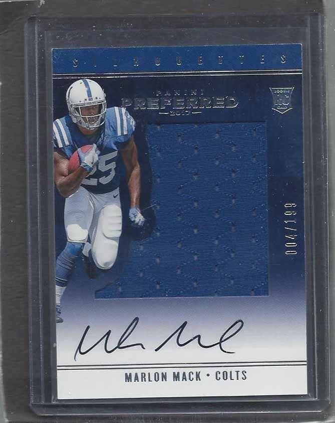 MARLON MACK 2017 PREFFERED SILHOUETTES ROOKIE JERSEY ON CARD AUTO RC #D /199