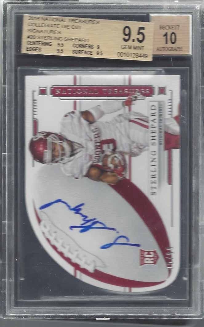 STERLING SHEPARD 2016 NATIONAL TREASURES DIE CUT AUTO RC /99 BGS 9.5 10 AU POP 2