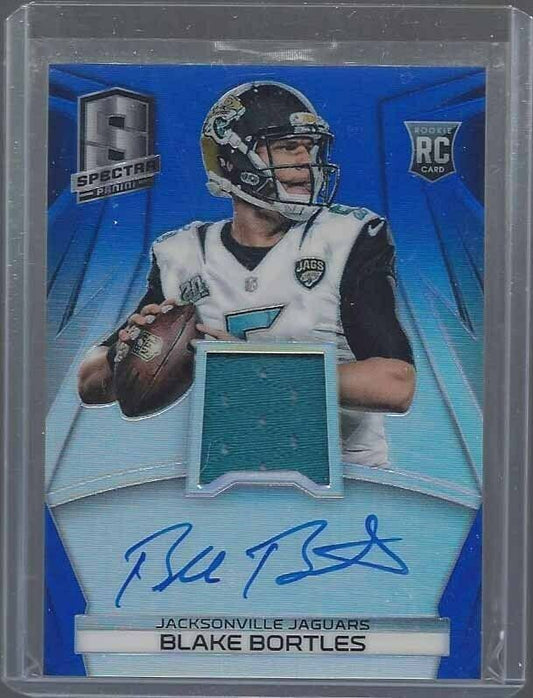 BLAKE BORTLES 2014 SPECTRA BLUE PRIZM ROOKIE JERSEY ON CARD AUTO RC #D 32/49