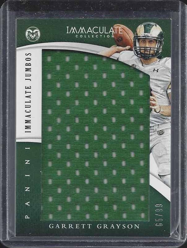 GARRETT GRAYSON 2015 IMMACULATE JUMBOS JUMBO COLORADO STATE JERSEY RC #D 65/99