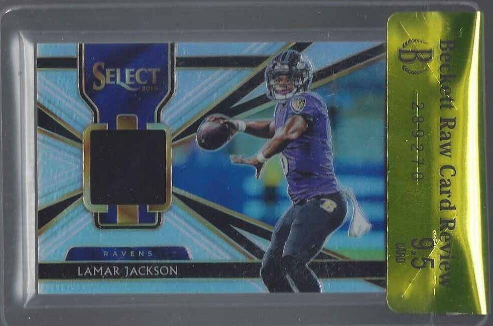 LAMAR JACKSON 2018 SELECT SWATCHES SILVER PRIZM JERSEY RC /199 BGS 9.5 GEM POP 3