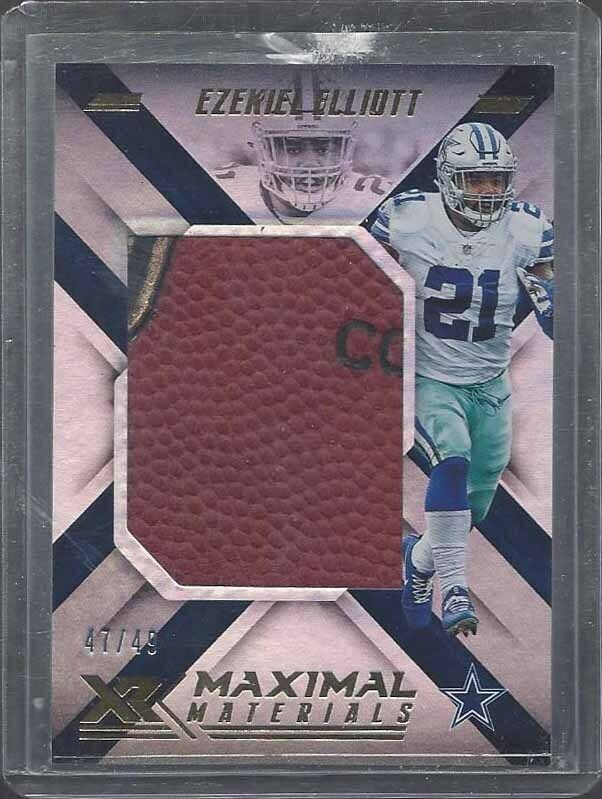 EZEKIEL ELLIOTT 2018 PANINI XR MAXIMAL MATERIALS JUMBO FOOTBALL PATCH #D 47/49