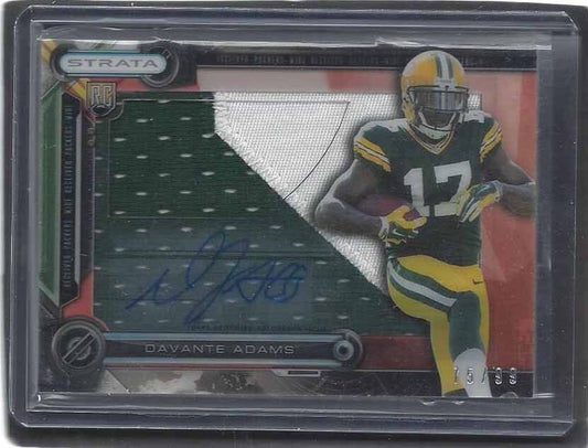DAVANTE ADAMS 2014 TOPPS STRATA CLEAR CUT RED PATCH ON CARD AUTO RC #D 75/99