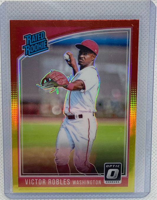 VICTOR ROBLES 2018 PANINI DONRUSS OPTIC RATED ROOKIE YELLOW RED PRIZM RC #42