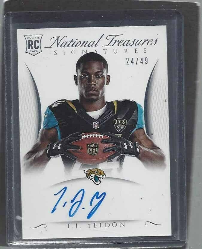 1/1 T.J. YELDON 2015 NATIONAL TREASURES ON CARD AUTO RC #D 24/49 JERSEY #24 !!!