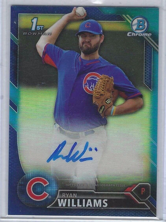 RYAN WILLIAMS 2016 BOWMAN CHROME BLUE REFRACTOR 1ST PROSPECT ON CARD AUTO /150