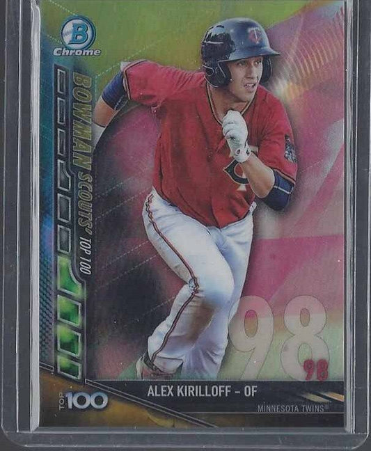 ALEX KIRILOFF 2017 BOWMAN CHROME SCOUTS TOP 100 PROSPECT GOLD REFRACTOR #D 21/50