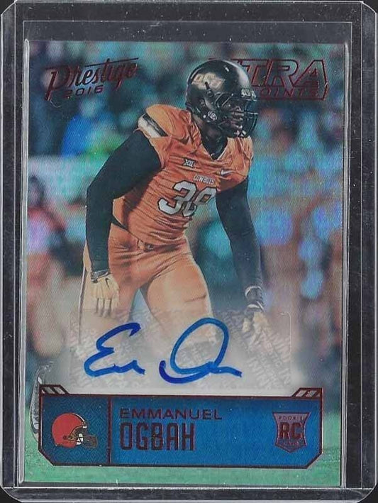 EMMANUEL OGBAH 2016 PRESTIGE XTRA POINTS RED BROWNS ROOKIE AUTO RC