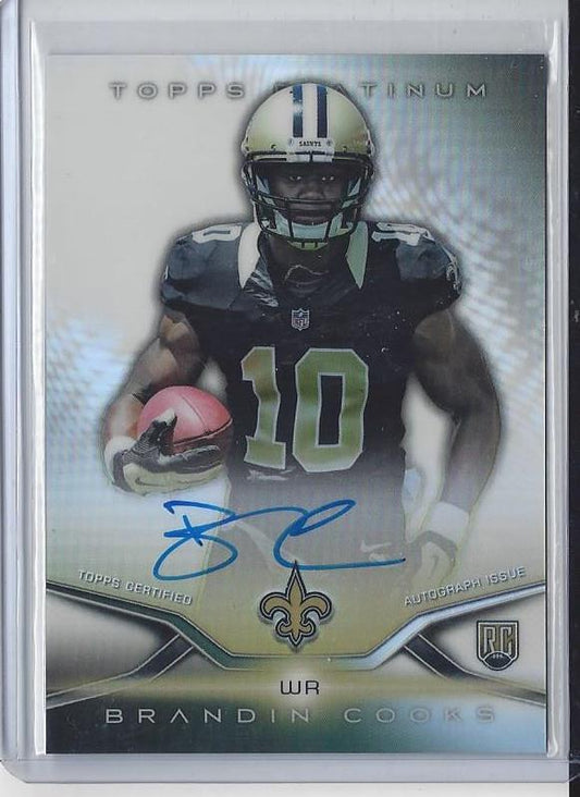 BRANDIN COOKS 2014 TOPPS PLATINUM REFRACTOR SAINTS ON CARD AUTO RC #36