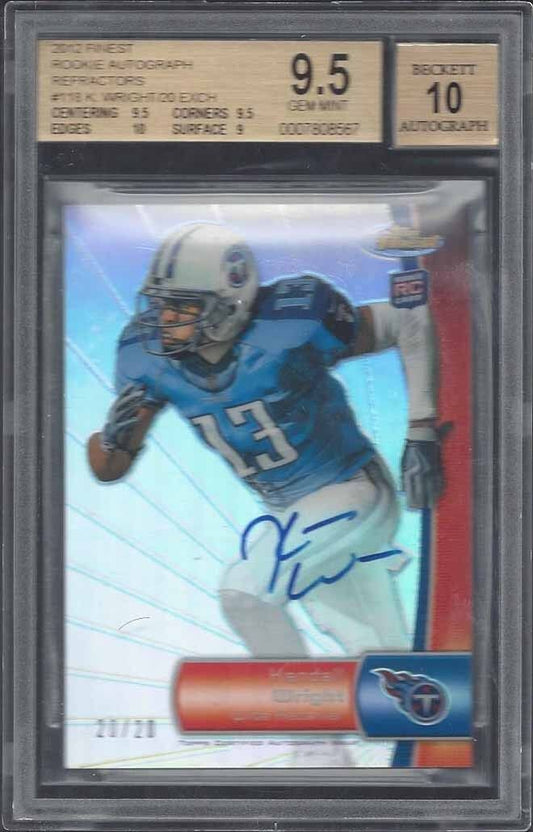 KENDALL WRIGHT 2012 TOPPS FINEST REFRACTOR ON CARD AUTO RC #D 20/20 BGS 9.5 10