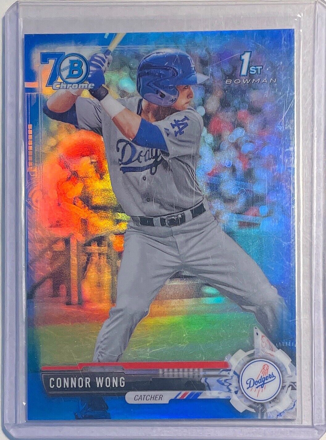 CONNOR WONG 2017 BOWMAN CHROME 70TH 1ST PROSPECT BLUE REFRACTOR #D 005/200