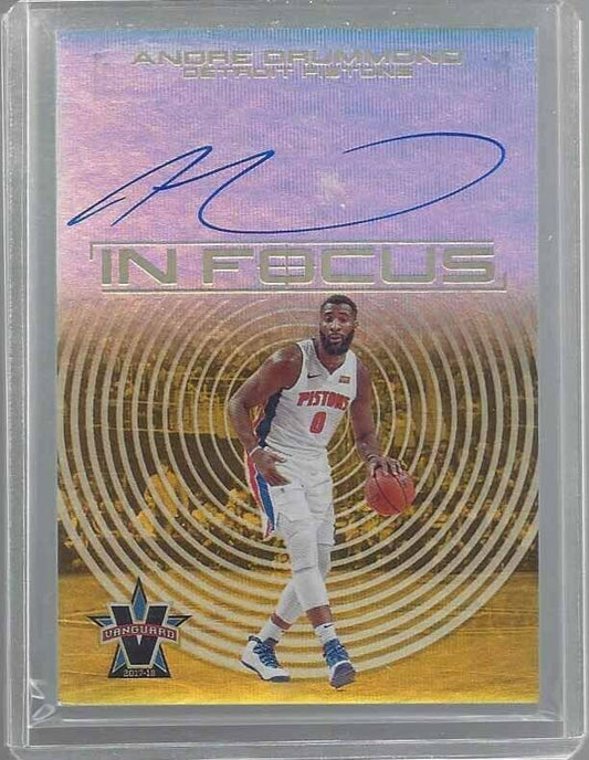ANDRE DRUMMOND 2017-18 VANGUARD IN FOCUS GOLD ON CARD AUTO #D 4/10