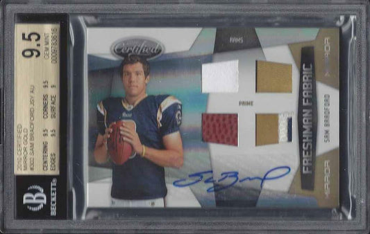 SAM BRADFORD 2010 CERTIFIED MIRROR GOLD QUAD PATCH AUTO RC /25 BGS 9.5 10 POP 4
