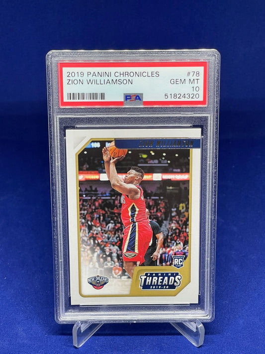 ZION WILLIAMSON 2019-20 PANINI CHRONICLES THREADS ROOKIE RC #78 PSA 10 GEM MINT