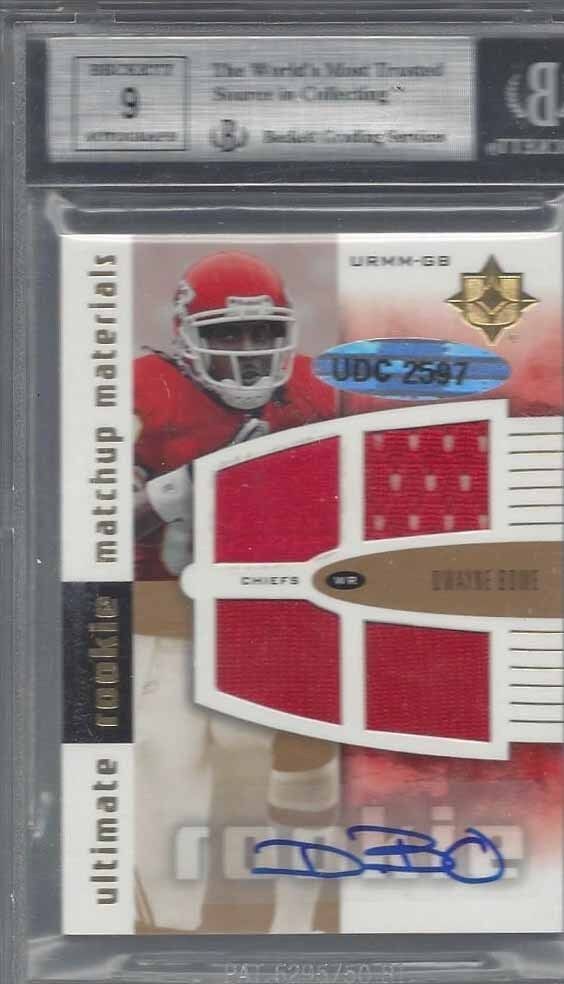 DWAYNE BOWE ANTHONY GONZALEZ 2007 ULTIMATE MATCHUPS JERSEY AUTO RC /25 BGS 9 COA