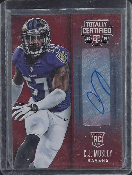 C.J. MOSLEY 2014 TOTALLY CERTIFIED RED RAVENS ROOKIE AUTO RC #D 41/50