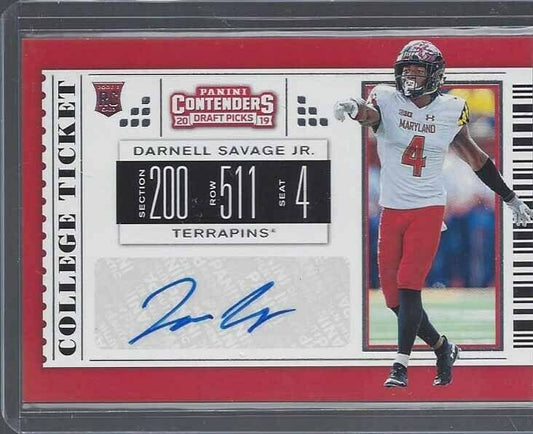 DARNELL SAVAGE JR. 2019 PANINI CONTENDERS ROOKIE TICKET TRUE RC AUTO #300