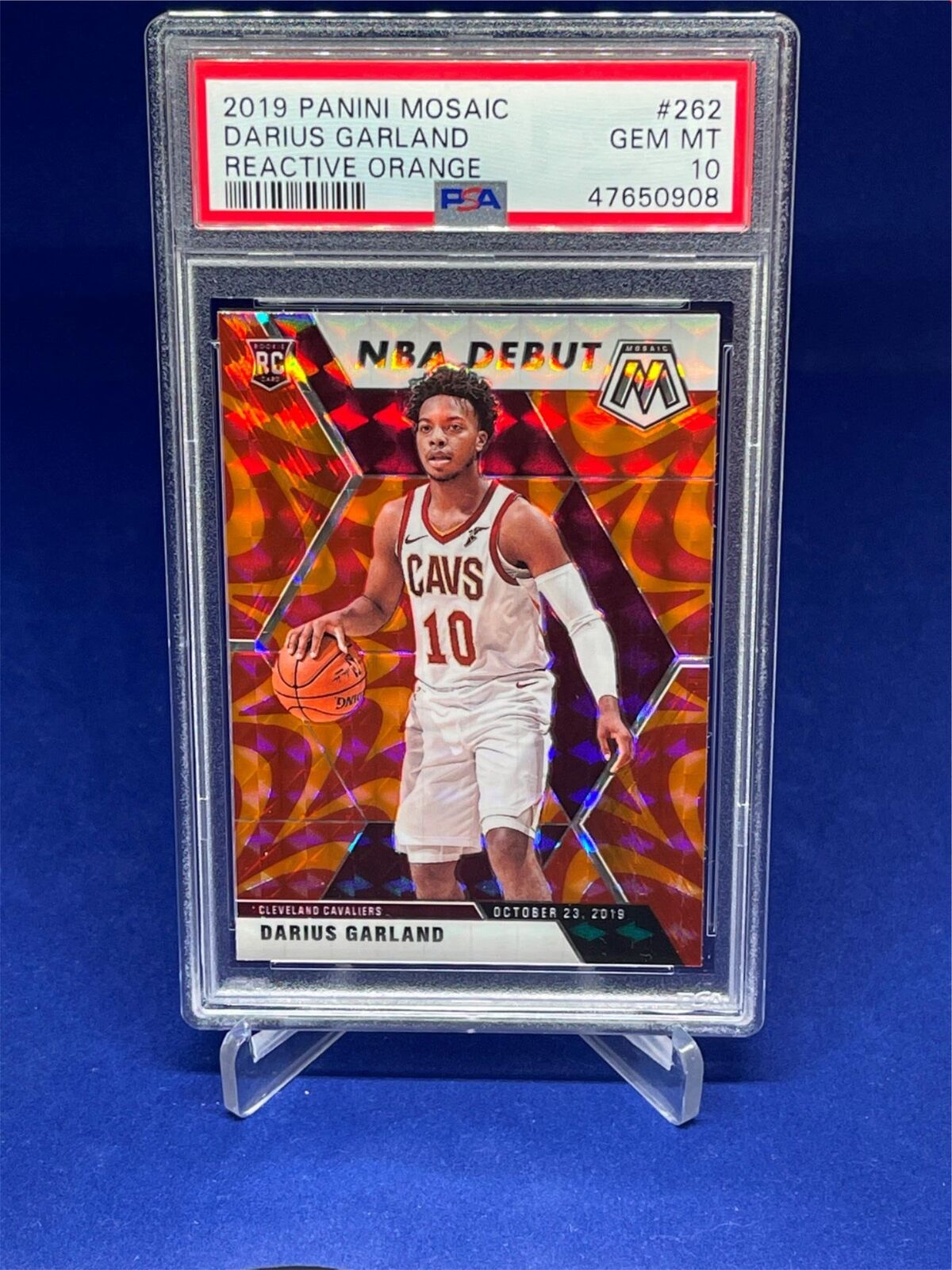 DARIUS GARLAND 2019-20 PANINI MOSAIC DEBUT ORANGE REACTIVE PRIZM RC #262 PSA 10