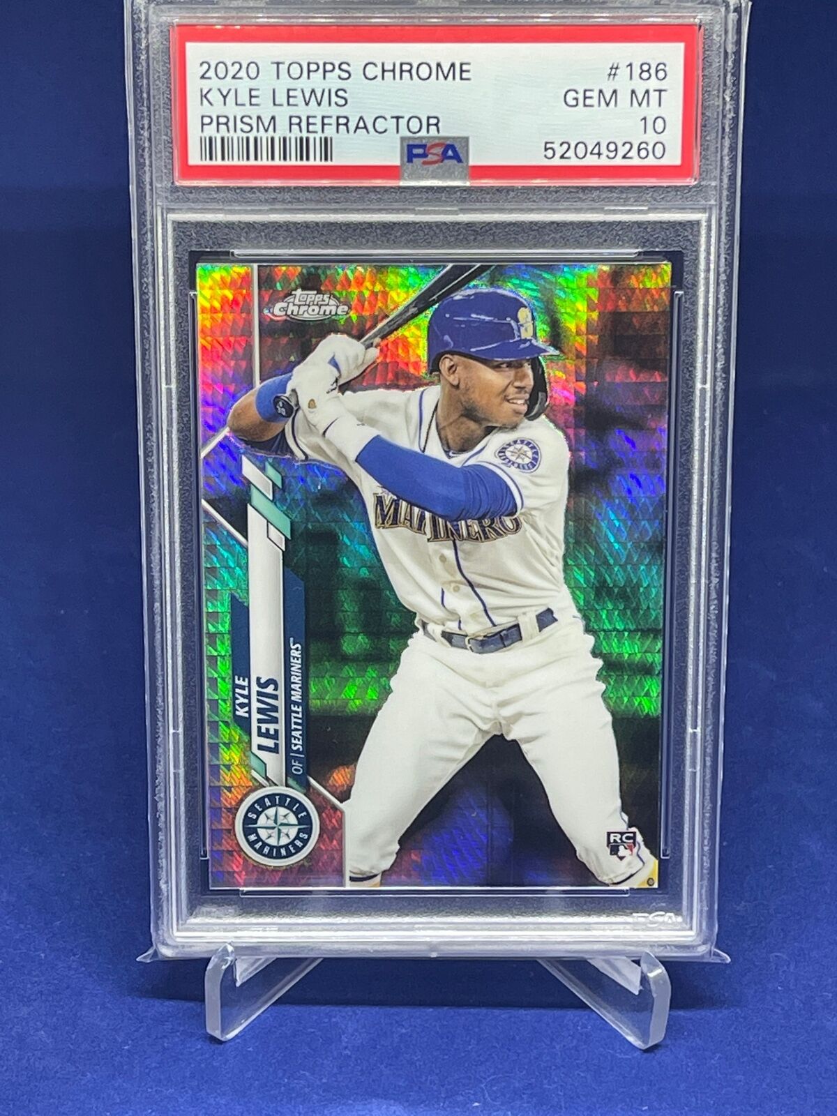 KYLE LEWIS 2020 TOPPS CHROME PRISM REFRACTOR ROOKIE RC #186 PSA 10 GEM MINT