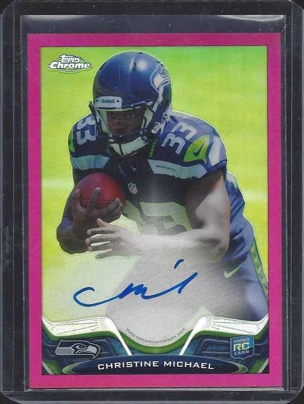 CHRISTINE MICHAEL 2013 TOPPS CHROME PINK REFRACTOR ON CARD ROOKIE AUTO RC #D /75