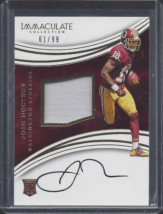 JOSH DOCTSON 2016 IMMACULATE REDSKINS RPA ROOKIE PATCH ON CARD AUTO RC #D 61/99