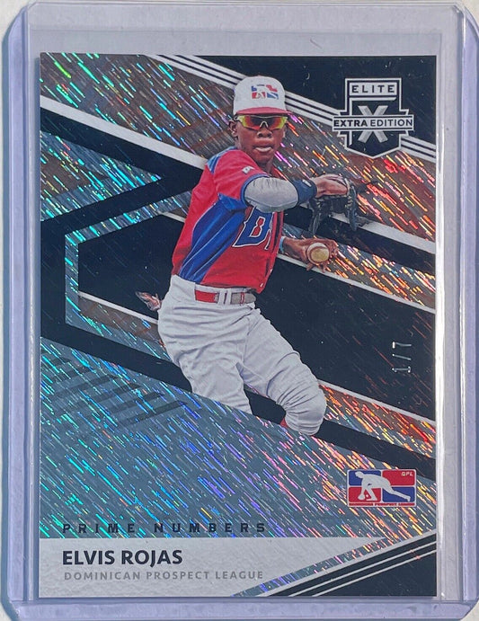 ELVIS ROJAS 2020 PANINI ELITE EXTRA PROSPECT PRIME NUMBERS #D 1/7