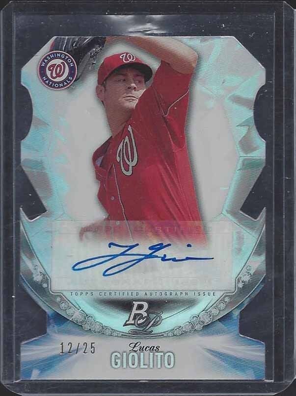 LUCAS GIOLITO 2016 BOWMAN PLATINUM DIE CUT TOP PROSPECT AUTO #D 12/25