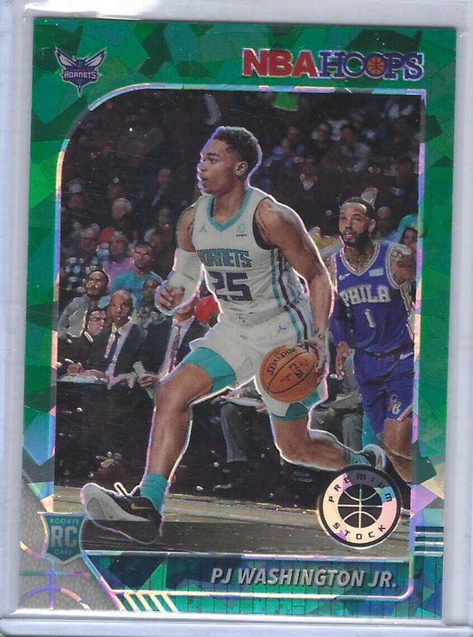PJ WASHINGTON JR 2019-20 NBA HOOPS PREMIUM STOCK GREEN CRACKED ICE PRIZM RC 209