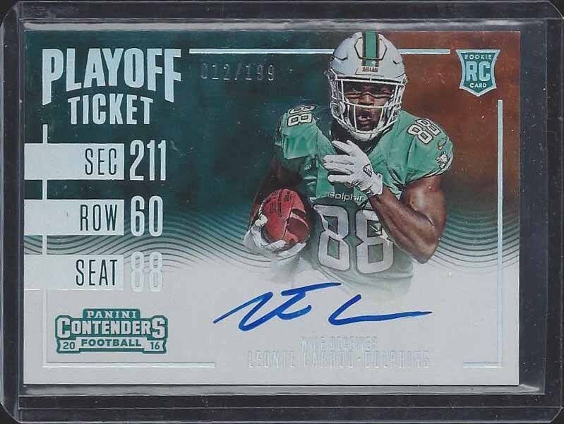 LEONTE CARROO 2016 CONTENDERS PLAYOFF TICKET HRZNTL VARIATION AUTO RC #D 12/199