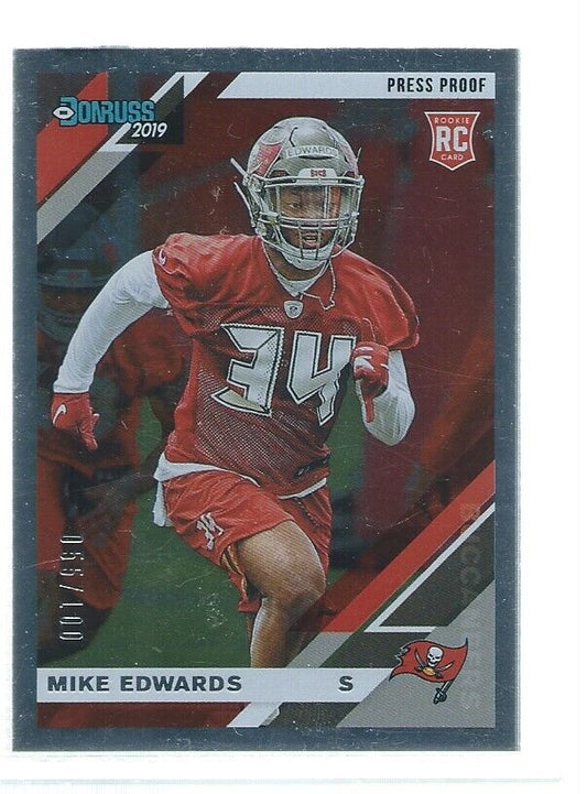 MIKE EDWARDS 2019 DONRUSS PRESS PROOF SILVER ROOKIE RC #D 55/100