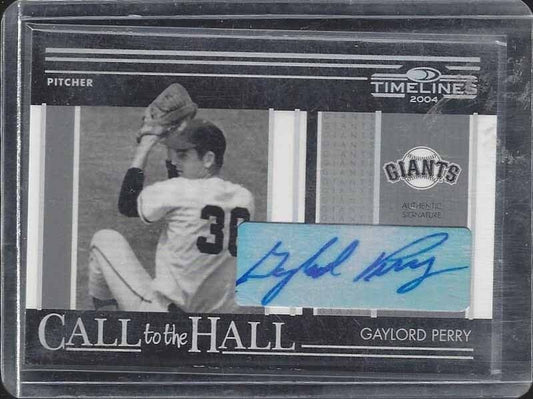 GAYLORD PERRY 2004 DONRUSS TIMELINES CALL TO THE HALL AUTO #D 65/100