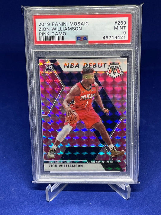 ZION WILLIAMSON 2019-20 PANINI MOSAIC DEBUT PINK CAMO ROOKIE RC #269 PSA 9 MINT