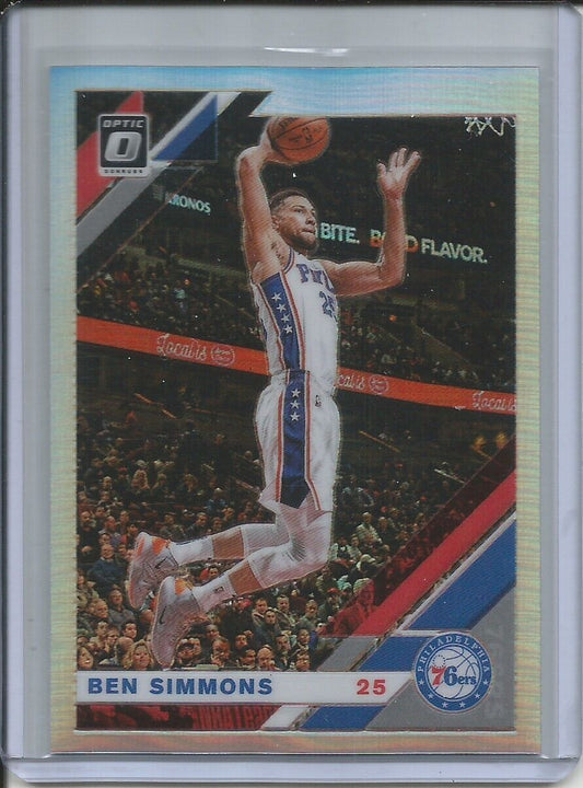 BEN SIMMONS 2019-20 DONRUSS OPTIC HOLO SILVER PRIZM CARD 55