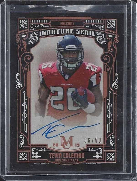 TEVIN COLEMAN 2015 TOPPS MUSEUM FALCONS BRONZE ON CARD ROOKIE AUTO RC #D 36/50